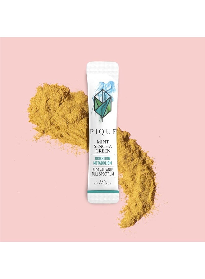 Pique Organic Mint Green Tea Crystals - Support Healthy Digestion, Immunity and Energy. Caffeinated Green Tea with Spearmint - 14 Single Serve Sticks (Pack of 1) - Image 3